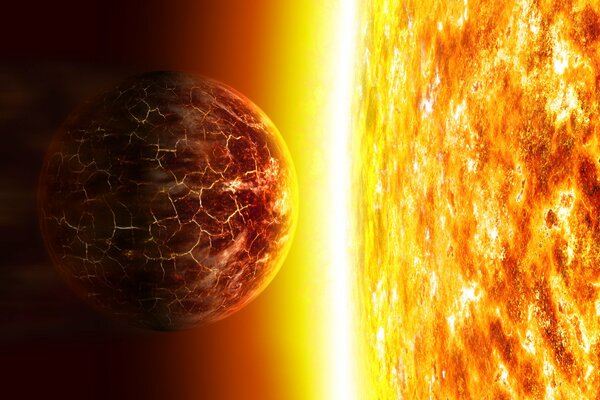 A fiery planet near the sun