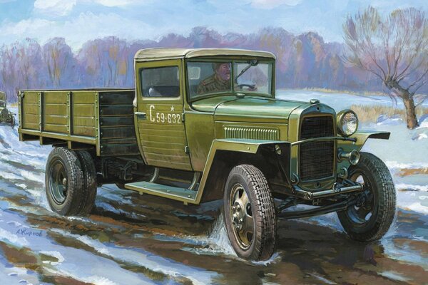 Soviet army car rides off-road