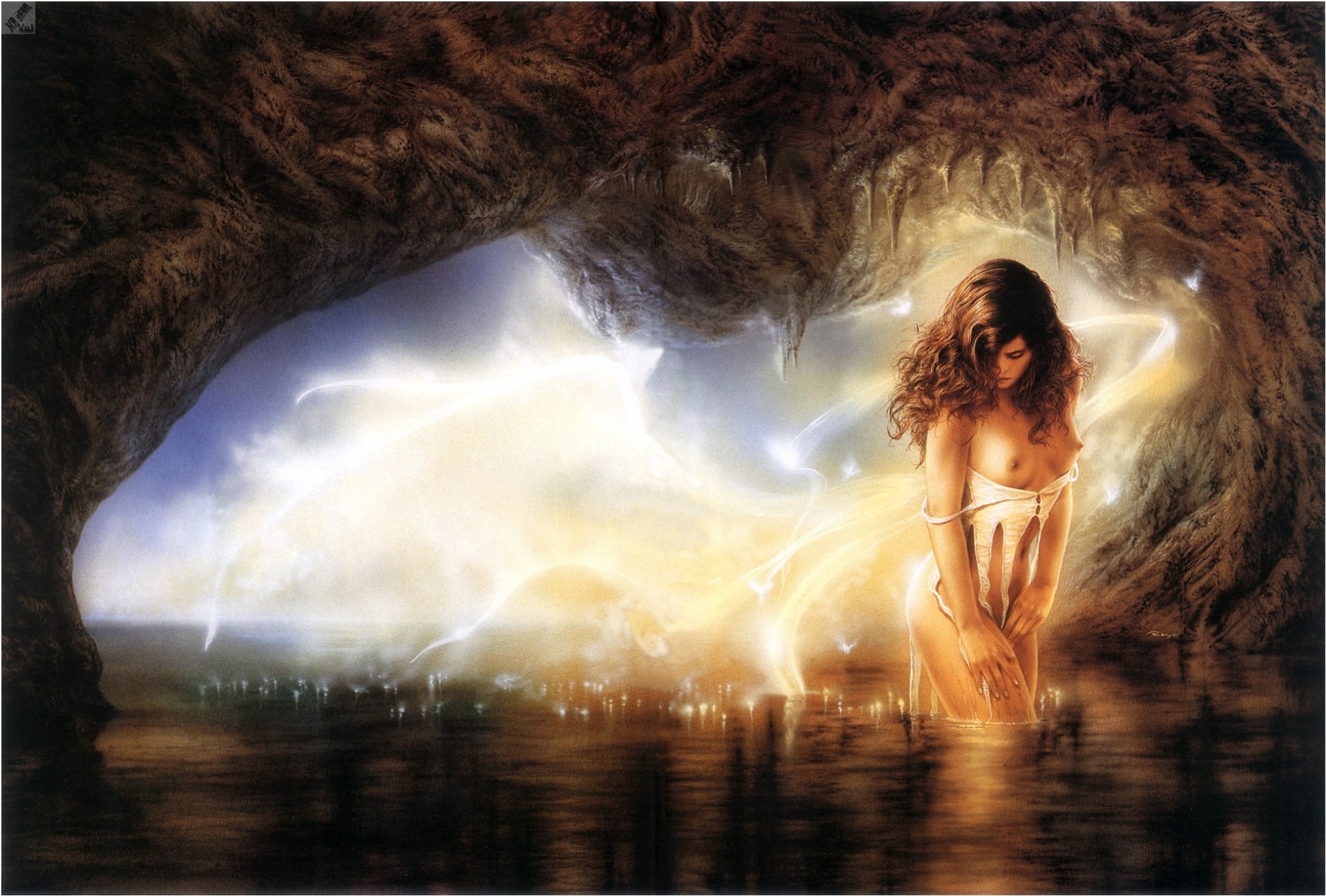 chica luis royo magia cueva deseo luciérnagas hilos cuevas