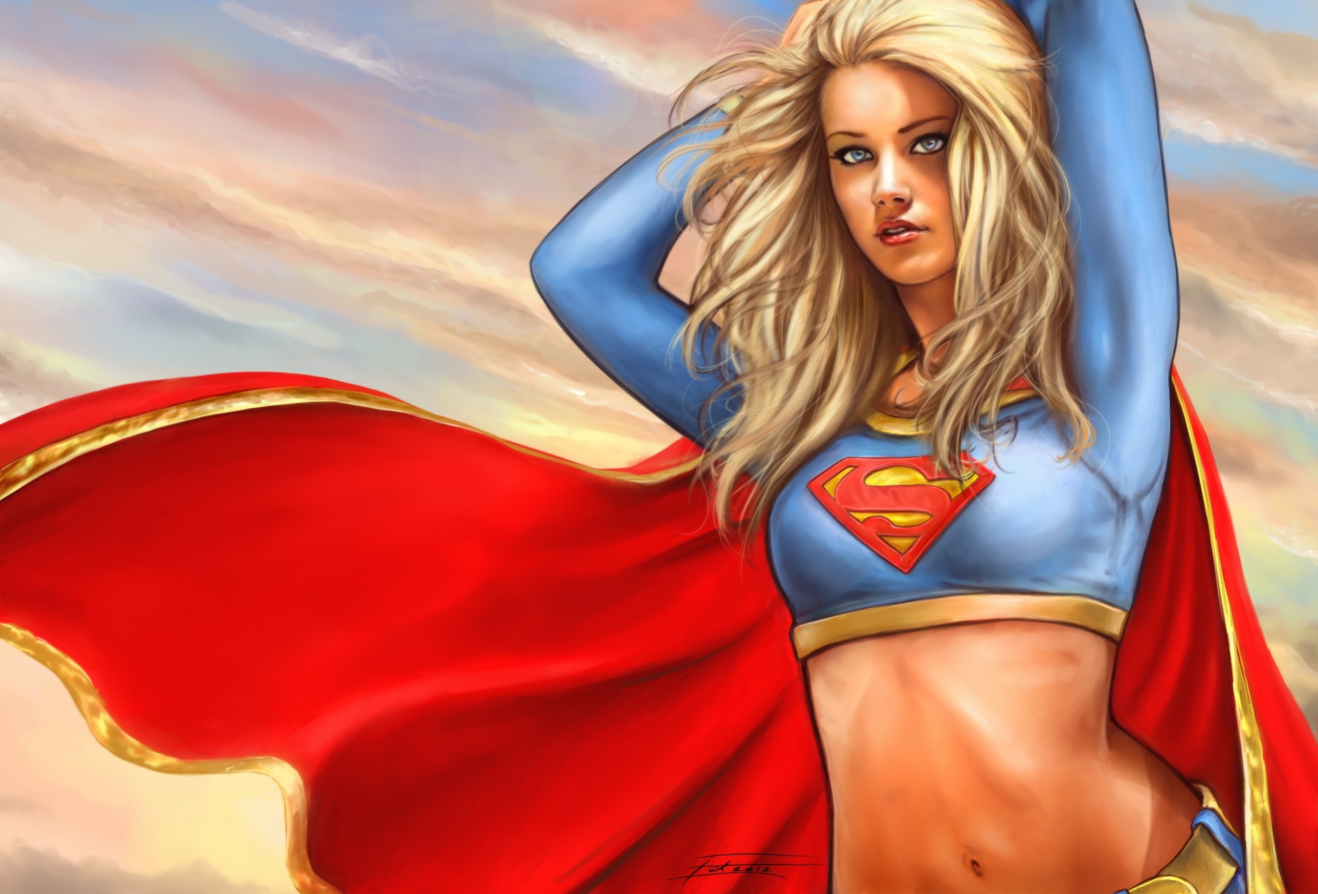 arte chica supergirl dc comics vista marvel