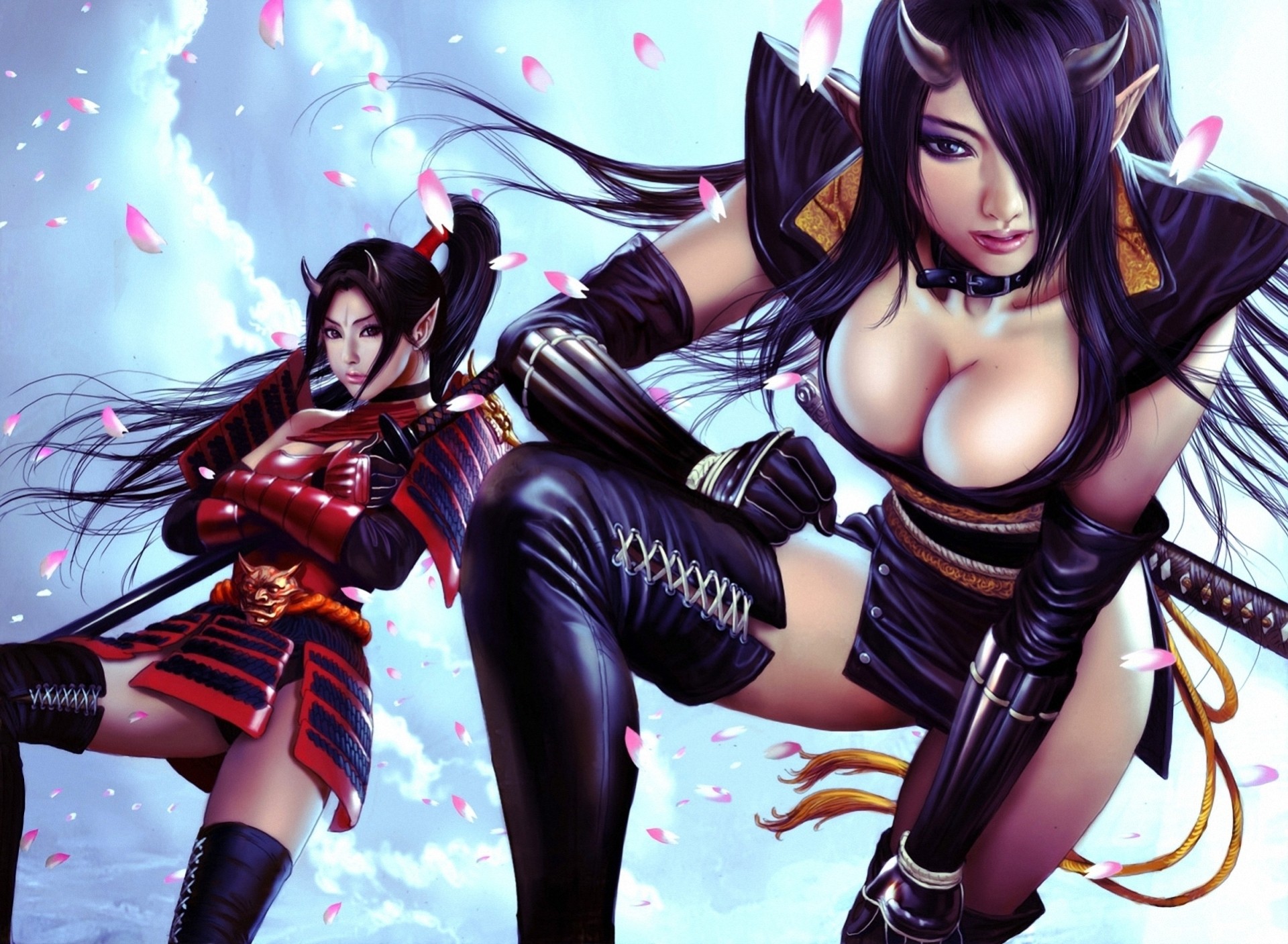 art weapon demon asians girls horn two petal