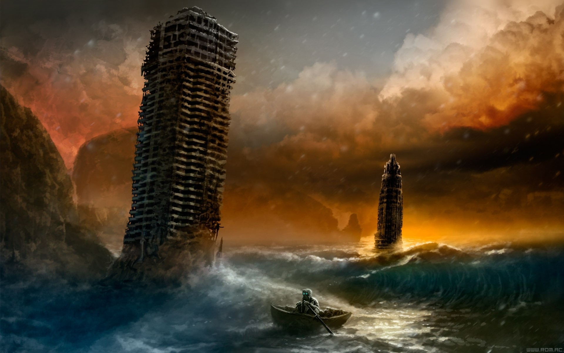 art masque vague mer bâtiment ruines romance de l apocalypse alexiuss bateau