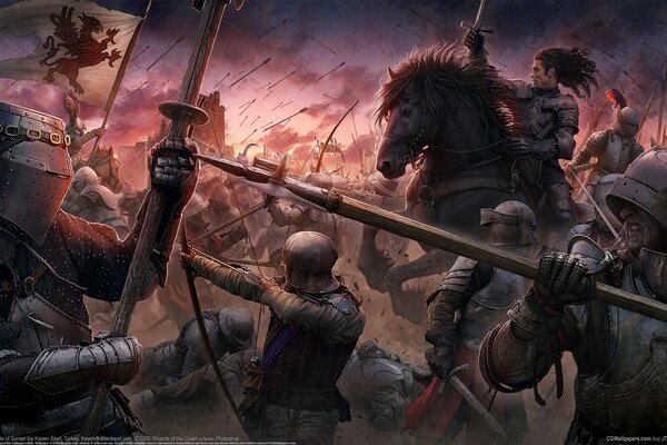 Wallpaper battle, weapons, horsemen, Middle Ages