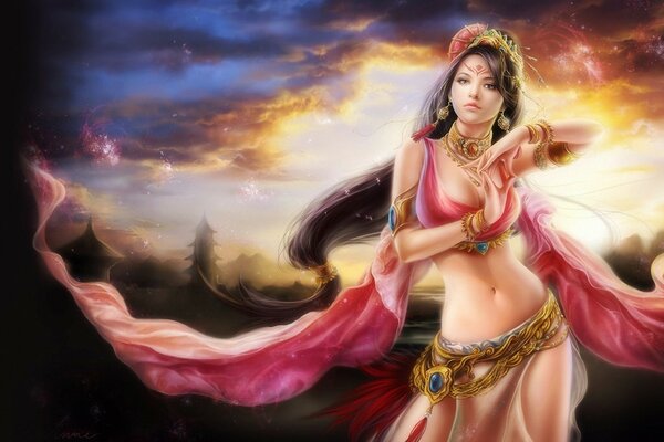 Art beautiful oriental girl