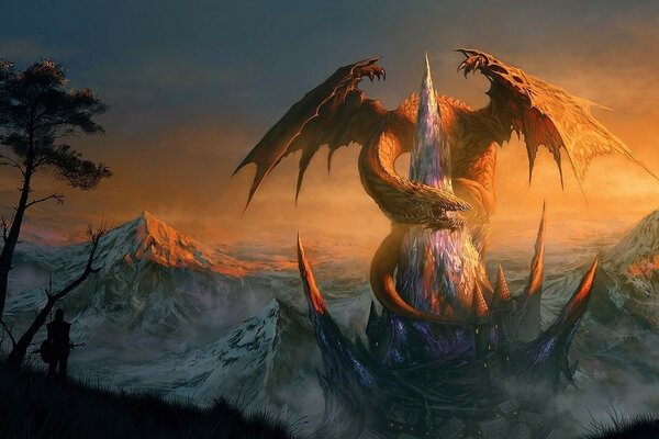 A dragon sitting on a rock