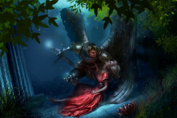 Angel armor with a sword in the nightart