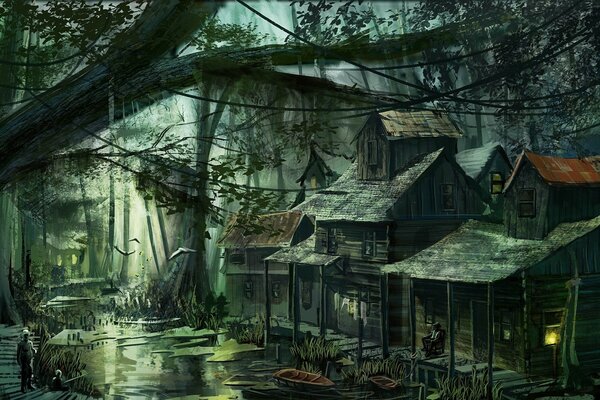 Деревня в болоте загадочный арт