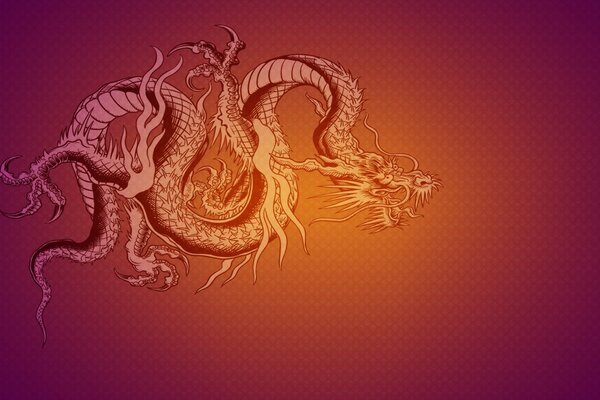 Chinese dragon minimalistic drawing