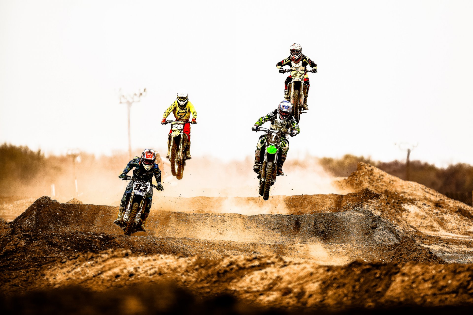 motocross jump dust desert extreme sport