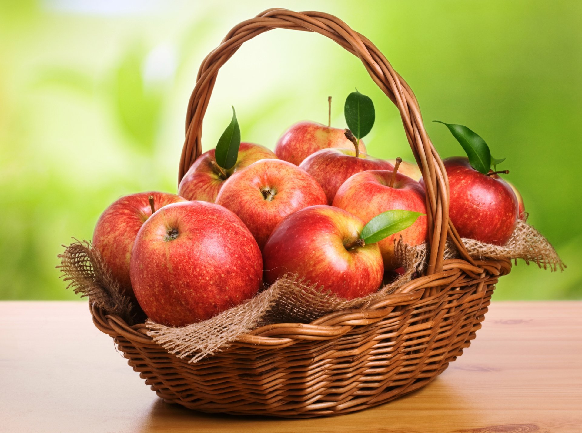 apples table basket red fruit