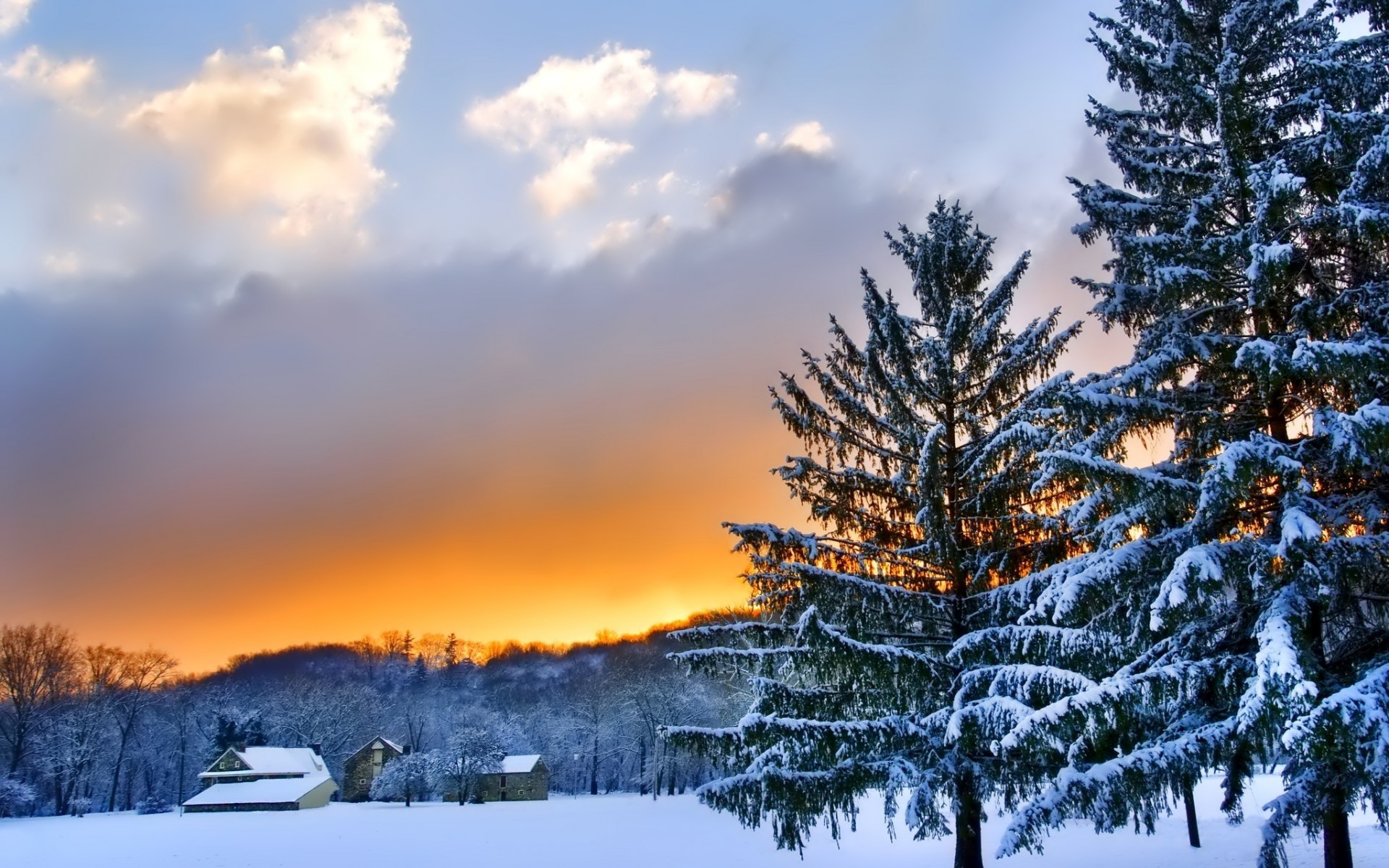 now landscape winter sunset sky