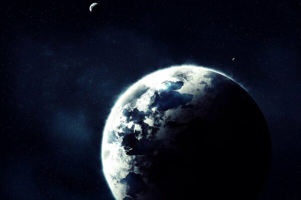 Il pianeta Terra e il suo satellite-La Luna nello spazio esterno