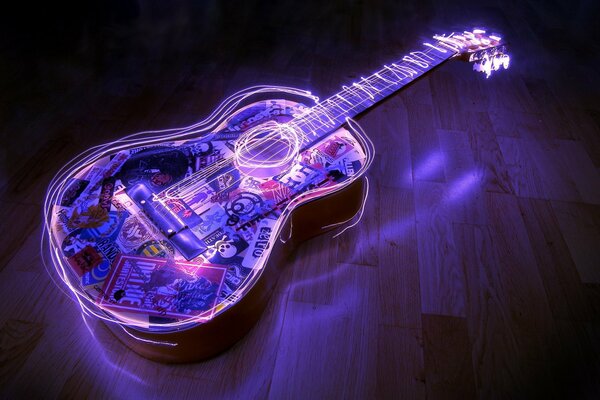 Guitar with neon purple color