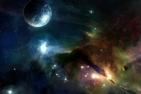 Fantasy image of the cosmos and the planet