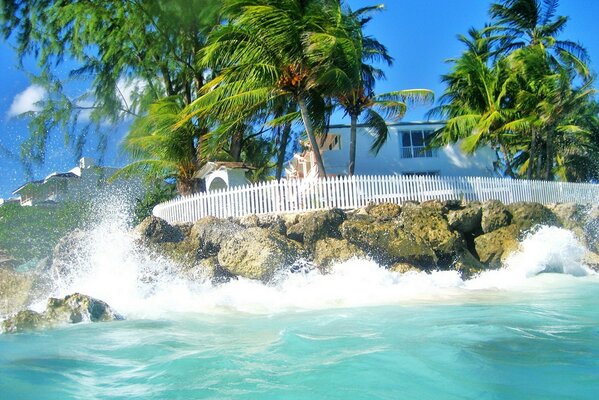 House by the ocean on the island of Barbados