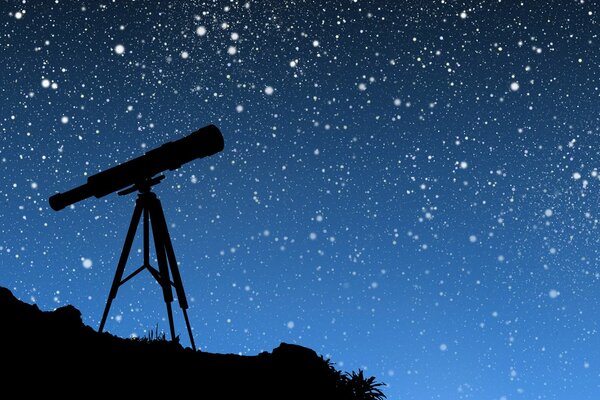 Telescope on the background of a wonderful starry sky