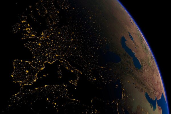 Вид световых огней с орбиты из космоса