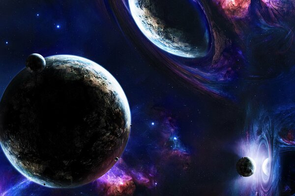 Terre et autres planètes sur le fond de l univers