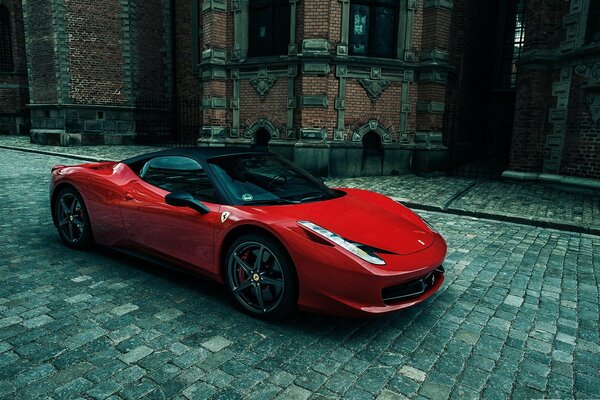 Ferrari car in the city on the street