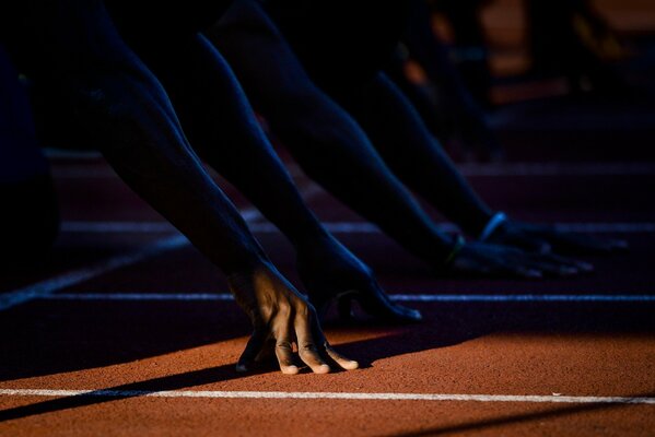 Athlétisme au début du tapis roulant