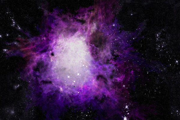 Astronomical art purple nebula in space