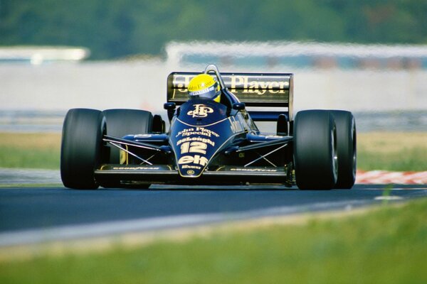 Racing legend Ayrton Senna on Lotus 98t