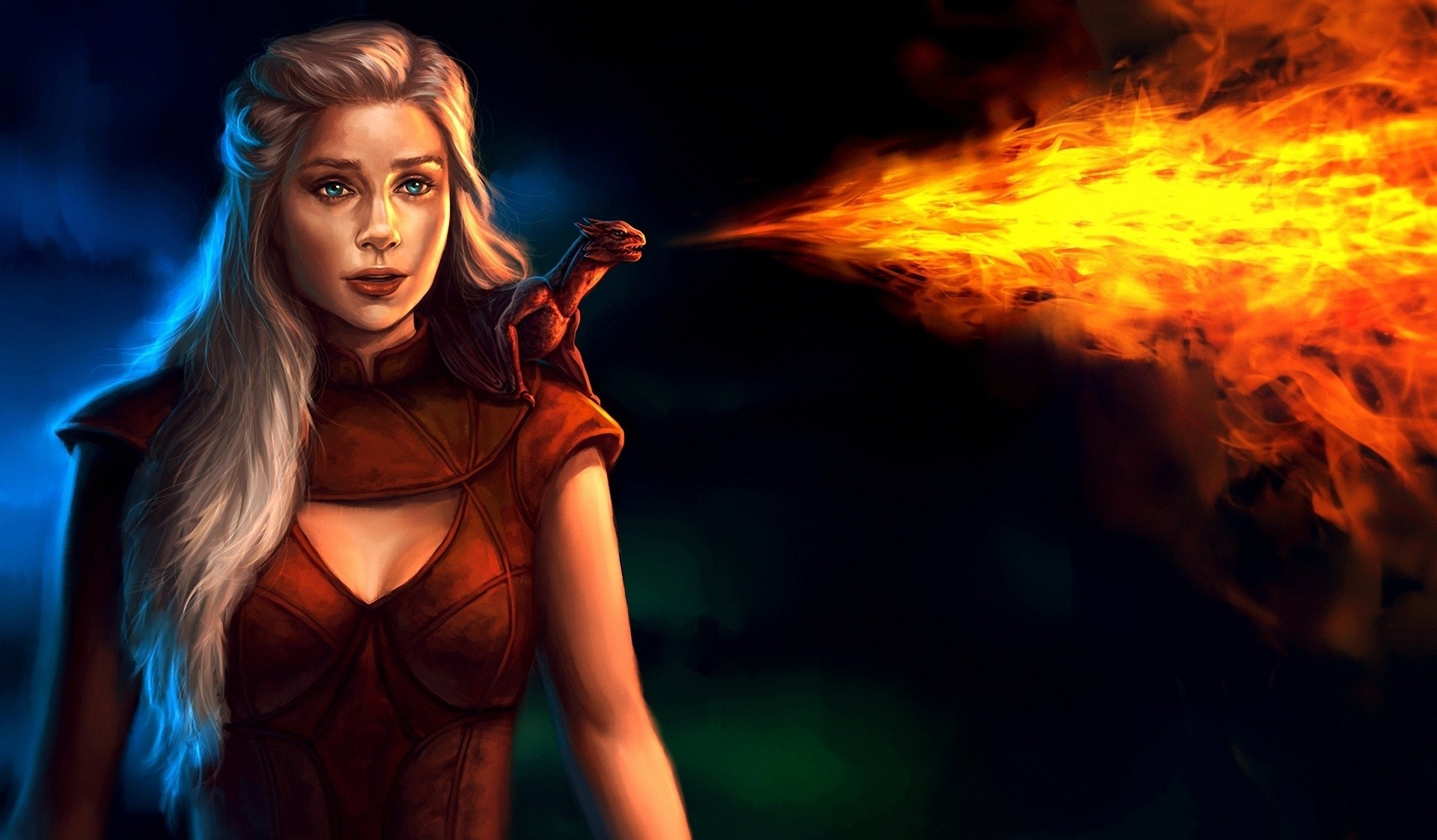 fire dragon art girl game of throne