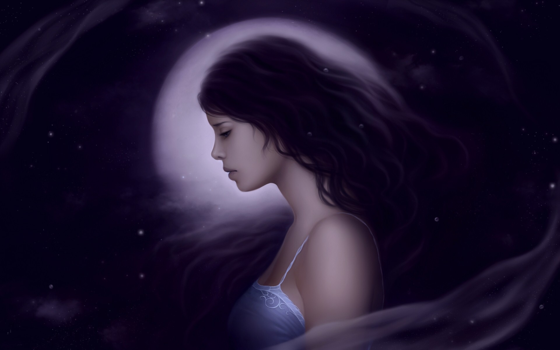 night girl moon