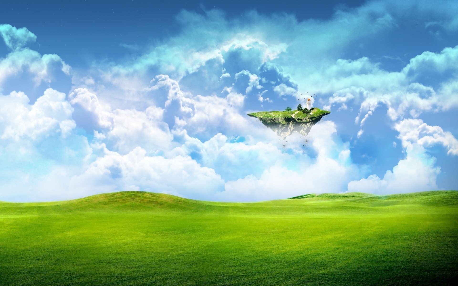 green clouds grass sky fiction the field land