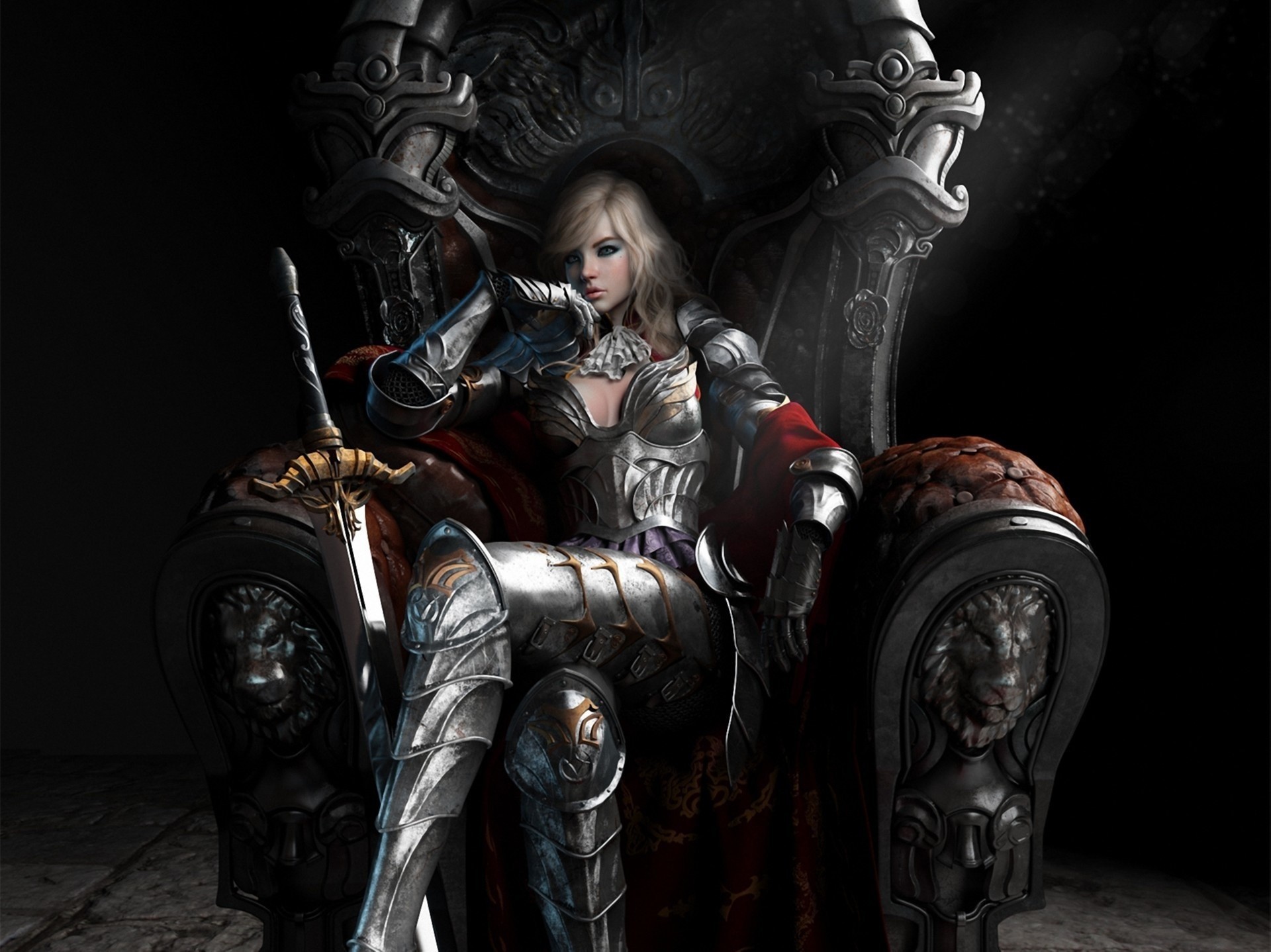 queen the throne art girl armour