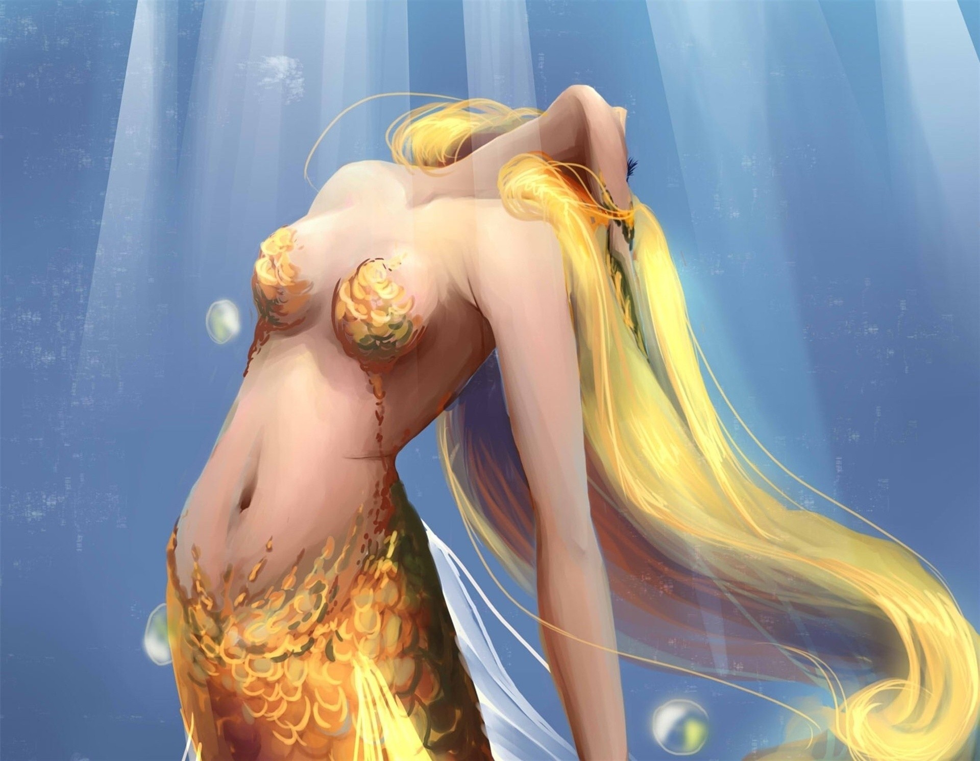 fantasía arte sirena cola