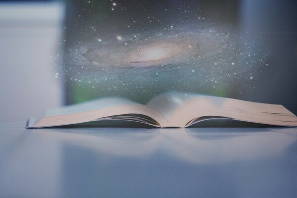 The universe over an open thin book