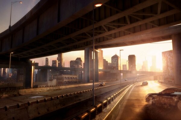 Imagen de la carretera al amanecer