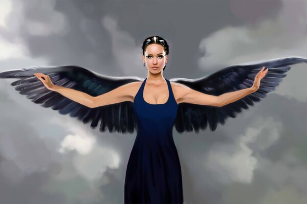 Kobieta jest aniołem. Czarne skrzydła