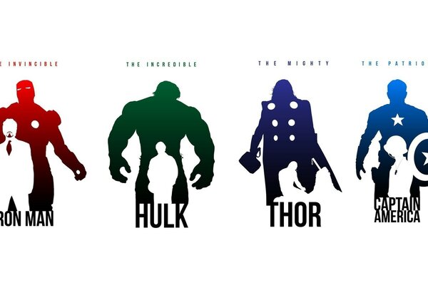 Minimalistic images of heroes from the Avengers