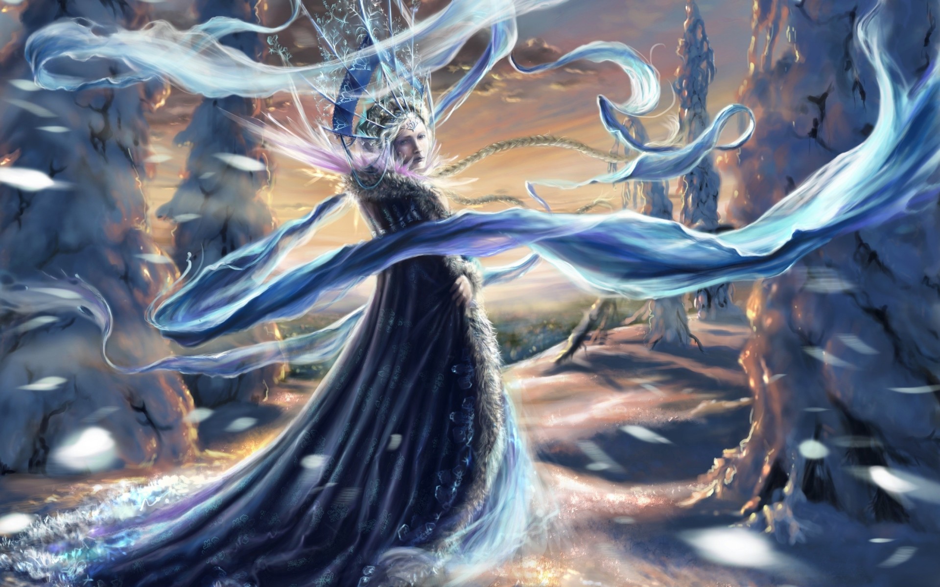 art fille tresse neige fille des neiges hiver