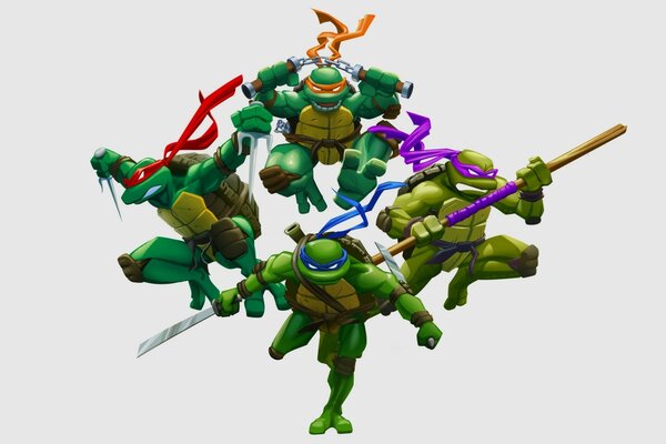 Rafael, Donatello, Leonardo, Michelangelo, das sind alles Ninja Turtles