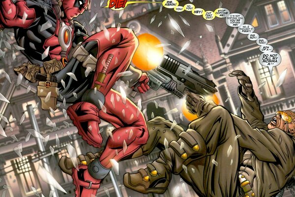 Zwei Marvel Comic-Helden mit Waffen