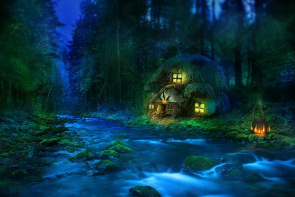 A fabulous house in the forest by the river