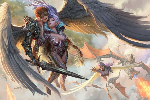 A beautiful image of a warrior with wings