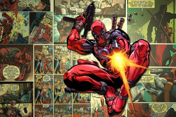 Le super-héros de tir Deadpool de la bande dessinée Marvel
