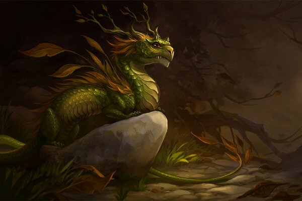 Dragon in the autumn forest