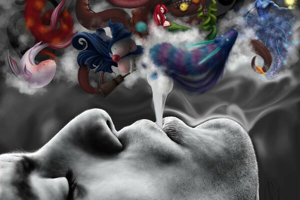 Imaginations of creatures in smoke