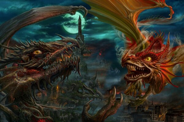 The fight of the dragons for the King s tower during the full moon