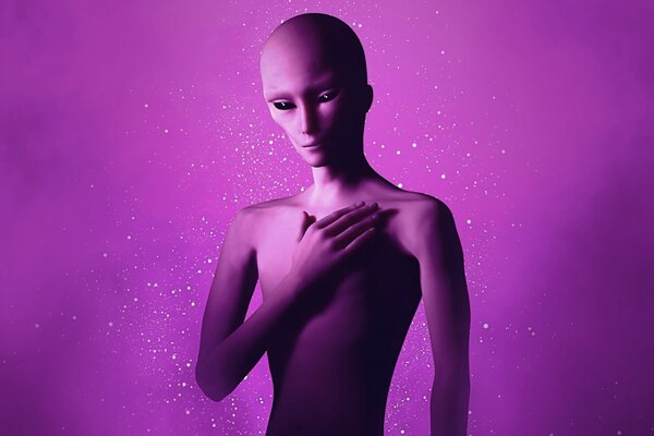 Humanoïde sur fond violet