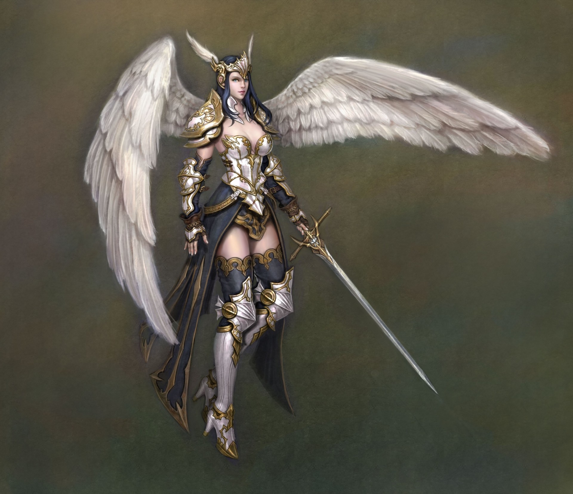 arte chica armadura fondo ángel espada alas