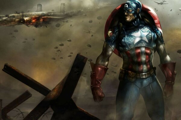 Bande dessinée avec Captain America sur la guerre Marvel