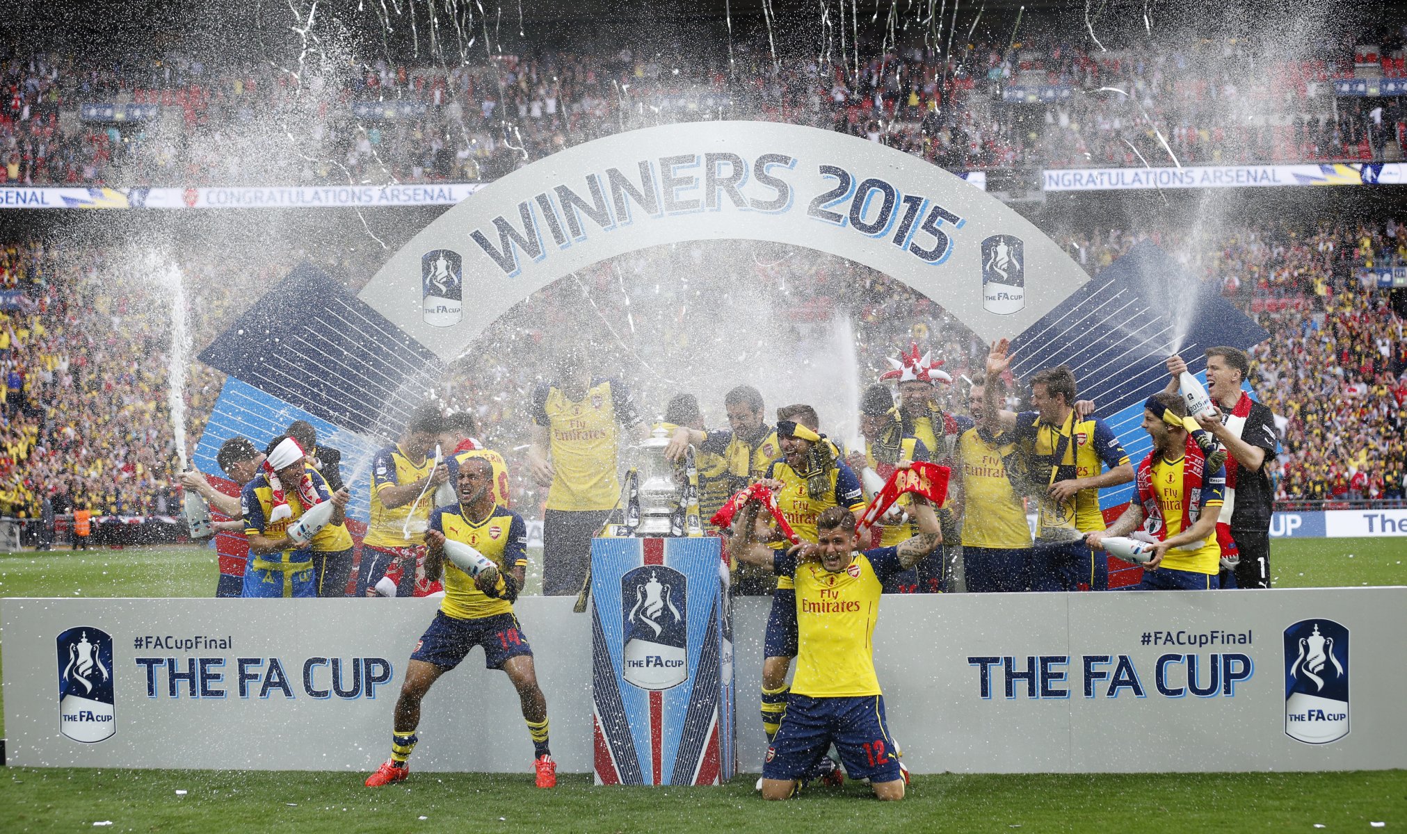 arsenal football club gunners fa cup 2015 victory stands background