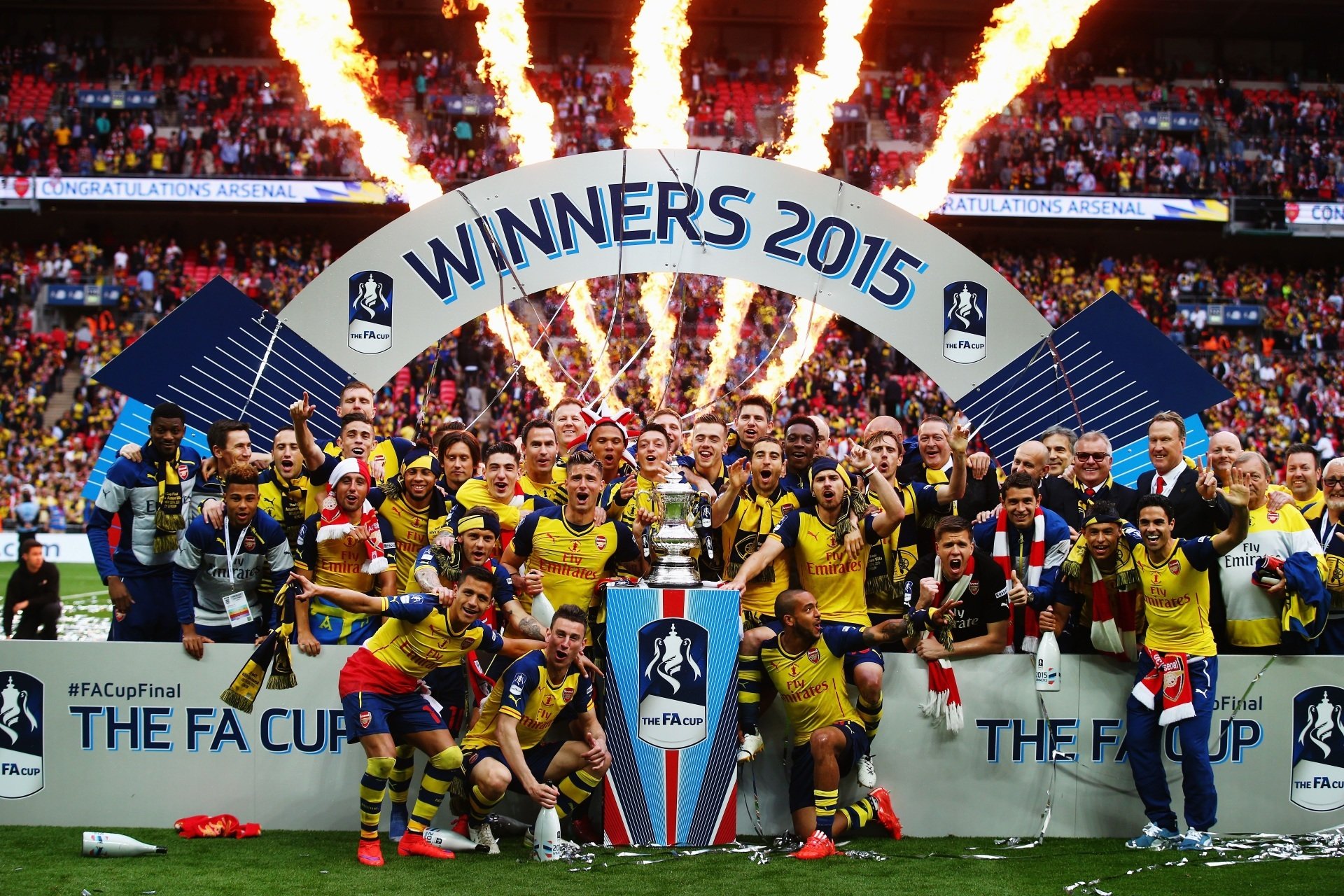 arsenal football club gunners fa cup 2015 victory stands background