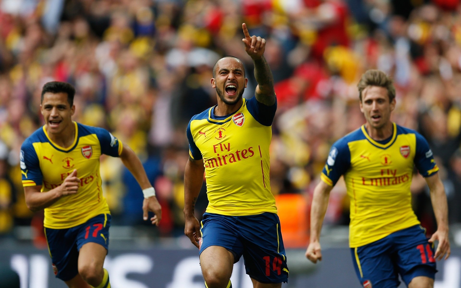 arsenal klub piłkarski kanonierzy puchar anglii 2015 zwycięstwo theo walcott tło